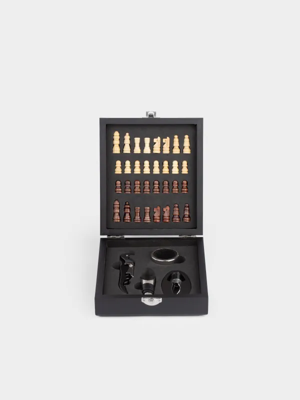 Набор сомелье, 4 пр, в коробке, сталь/пластик/дерево, черный, Шахматы, Bar, image-1