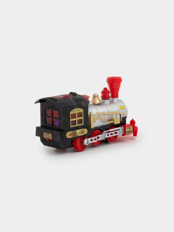 Игрушка, 28х16 см, музыкальная, с подсветкой, пластик, серебристо-черная, Поезд, Game rail, image-5