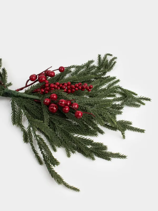 Композиция новогодняя, 55 см, пенопласт, Ель с красными ягодами, Red berry, image-5