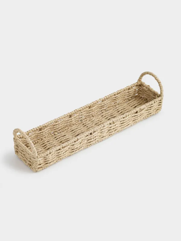 Корзина для хранения яиц, 35х8 см, плетеная, с ручками, целлюлоза, прямоугольная, Braided, image-1