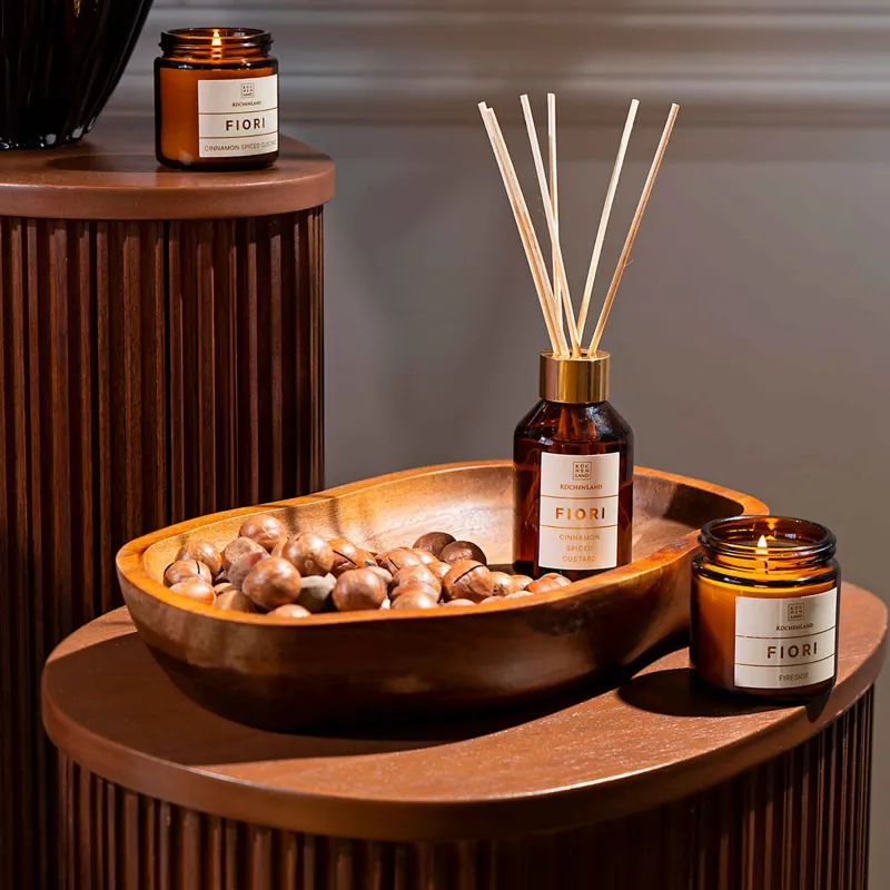 Свеча ароматическая, 6 см, в подсвечнике, с крышкой, стекло, Cinnamon Spiced Custard, Fiori, image-3