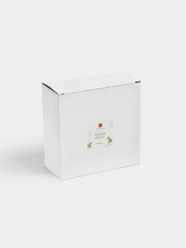 Салатник, 15х6 см, 560 мл, керамика, бело-золотистый, Лошадка-качалка внутри, Horse gold, image-4