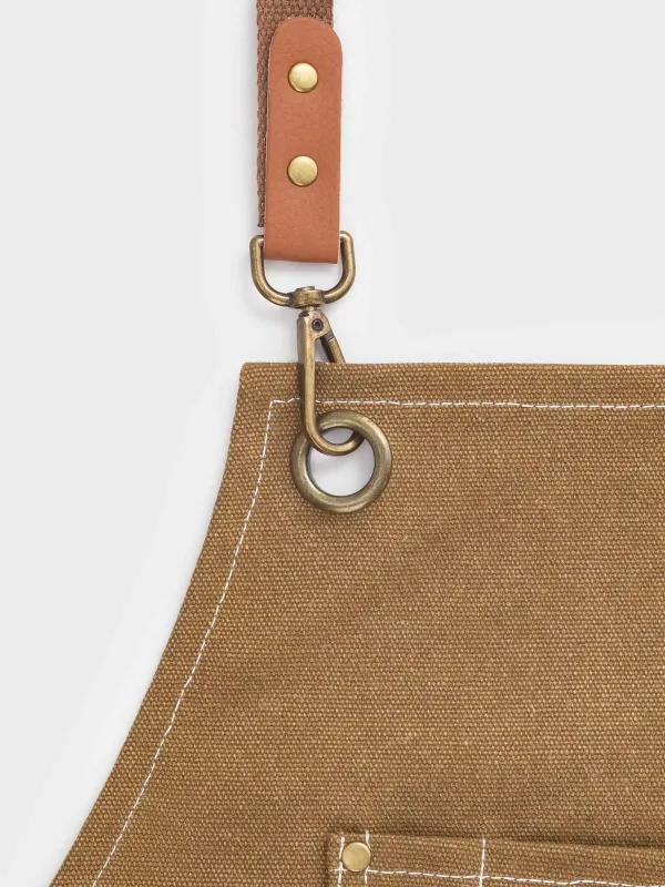 Фартук, 58х78 см, с карманами, с держателем, терилен/хлопок/искусственная кожа, коричневый, BBQ, image-2