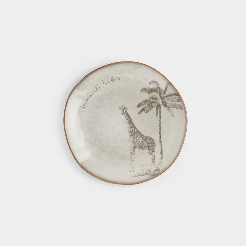 Тарелка закусочная, 22 см, Жираф и пальма, Tropical vibes, image-0