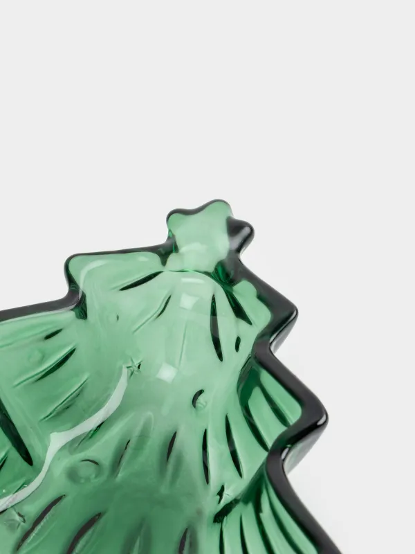 Блюдо глубокое, 16x14х4 см, стекло Р, зеленое, Елка, Color pattern, image-1