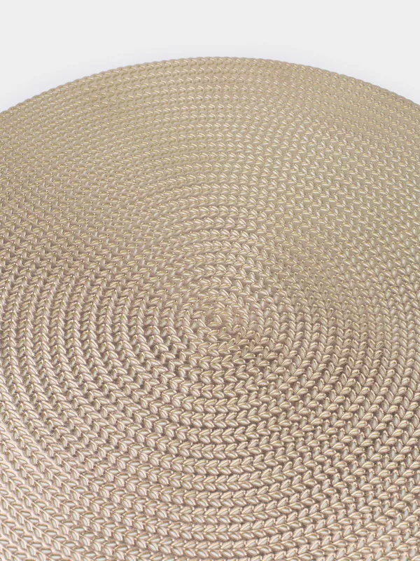 Салфетка под приборы, 38 см, ПВХ, круглая, золотистая, Azhur, image-2