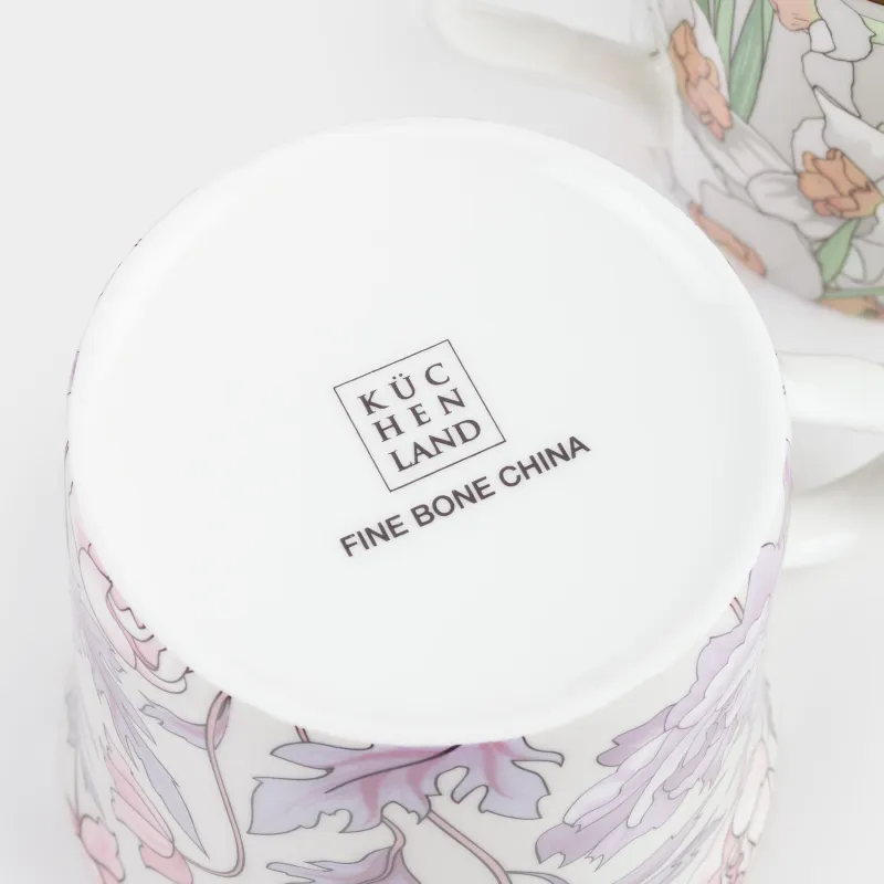 Кружка, 330 мл, 2 шт, фарфор F, с золотистым кантом, Цветы, Surreal, image-4