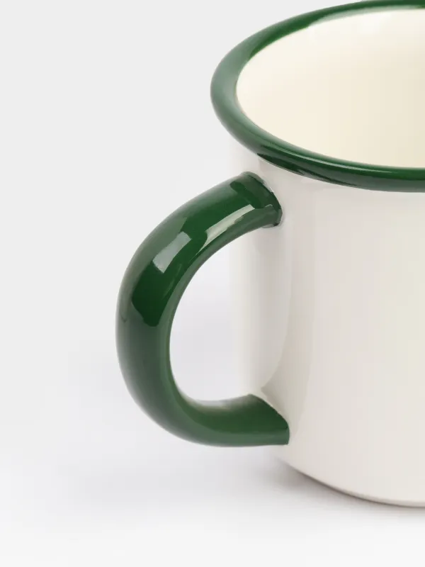 Кружка, 470 мл, керамика, бело-зеленая, Кот и собака в шарфах, Winter friends, image-1