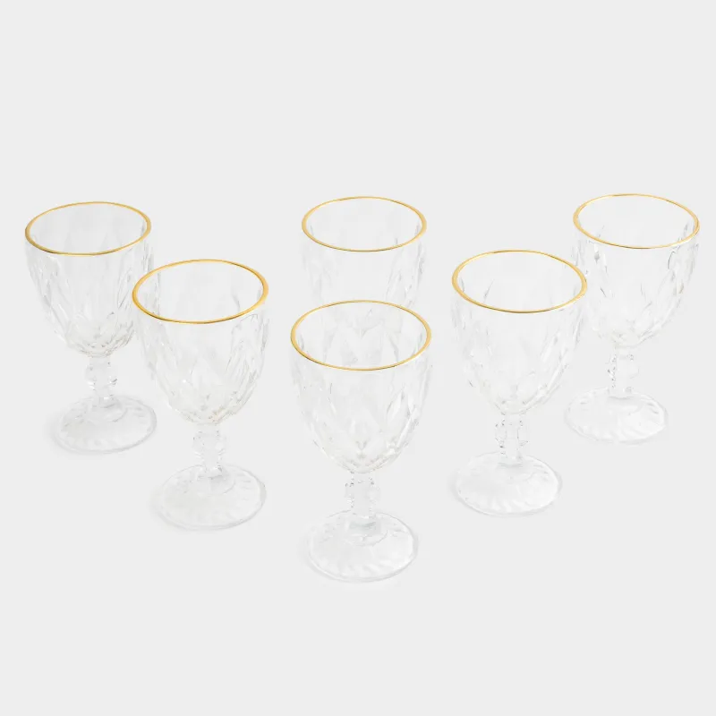 Бокал-кубок для вина, 300 мл, 6 шт, стекло Р, с золотистым кантом, Rhomb gold, image-2