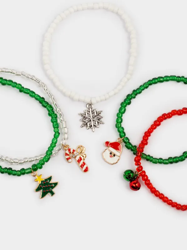 Набор браслетов, 16 см, 5 шт, детский, металл/стекло, цветной, Новый год, Jewelry christmas, image-4