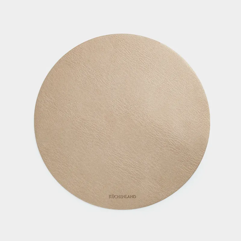 Салфетка под приборы, 33 см, ПВХ, круглая, песочно-бежевая, Rock