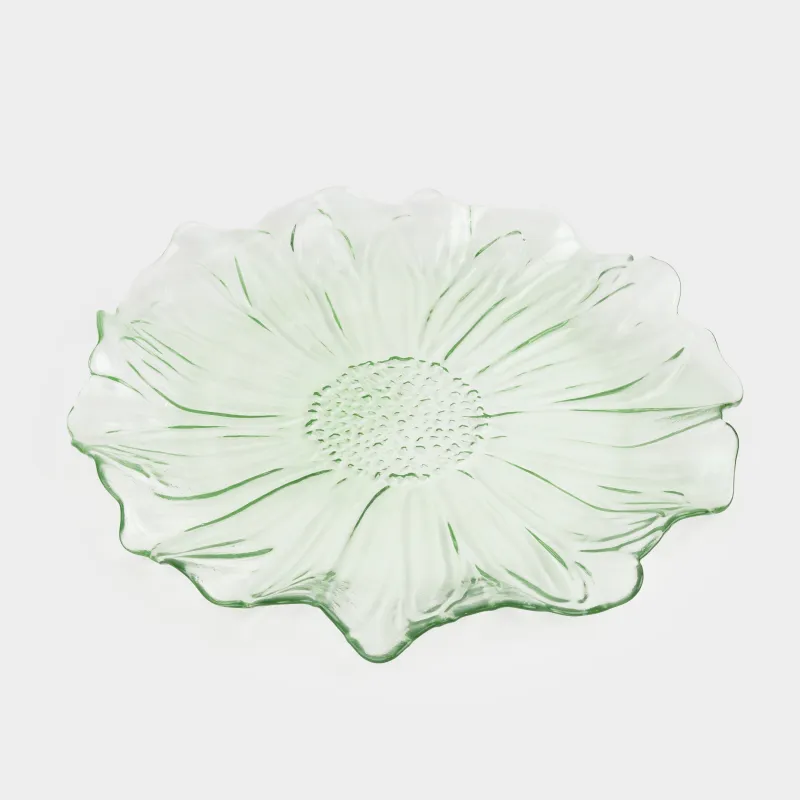 Блюдо, 26 см, стекло Р, зеленое, Цветок, Fleur color, image-0