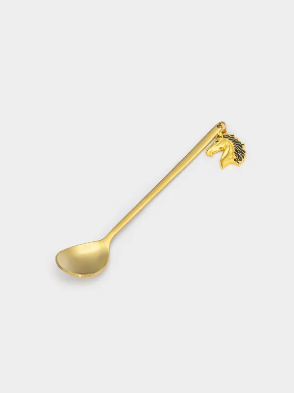 Ложка десертная, 14 см, 2 шт, сталь, золотистая, Конь, Horse gold, image-2