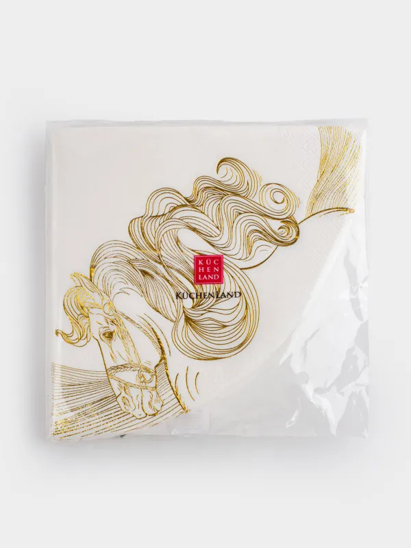 Салфетки бумажные, 33 см, 20 шт, Horse gold, image-4