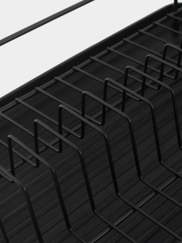 Сушилка для посуды, 42х27 см, с поддоном, пластик/металл, черная, Black style, image-4