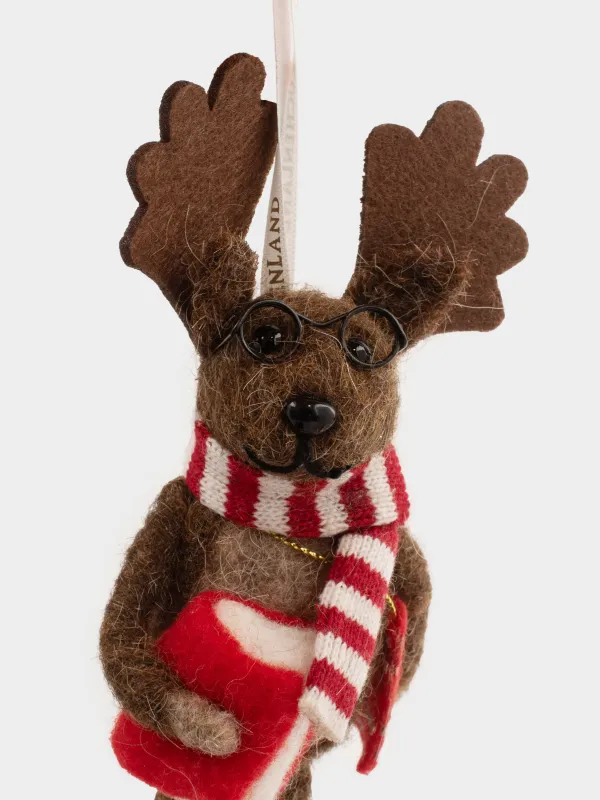 Игрушка елочная, 10x15 см, полиэстер, коричневая, Олень, Figure Christmas Fuzz, image-3