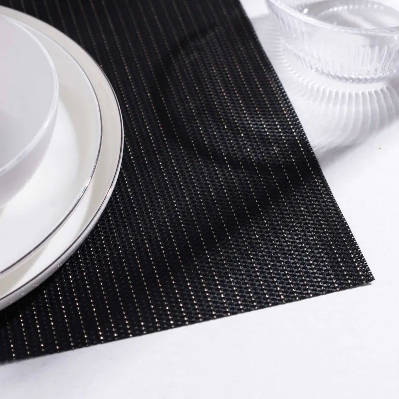 Салфетка под приборы, 30х45 см, ПВХ, прямоугольная, черная, Золотистая нить, Solid, image-4