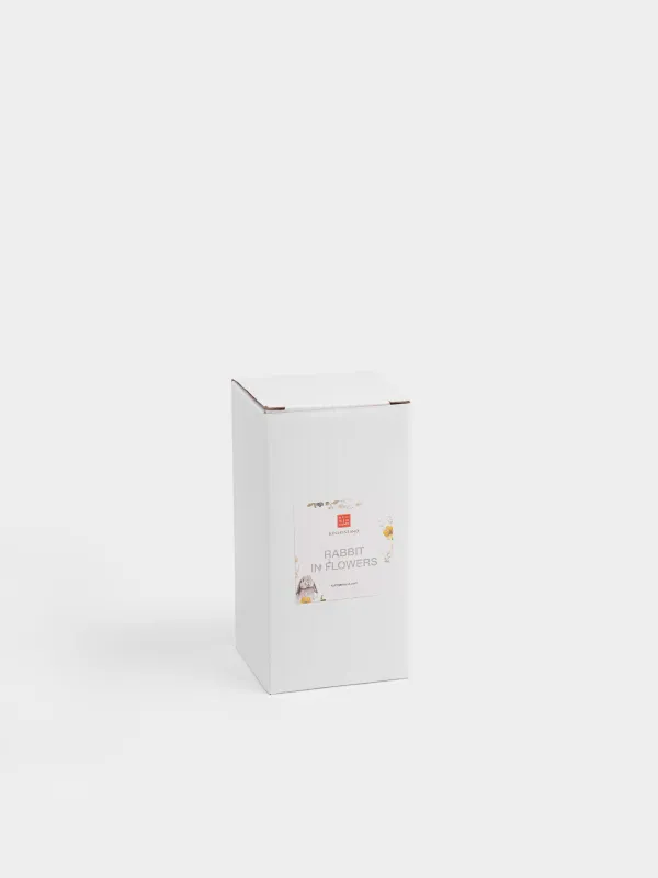 Подставка для яйца, 13 см, керамика D, молочная, Яйцо, Цветы, Rabbit in flowers, image-3