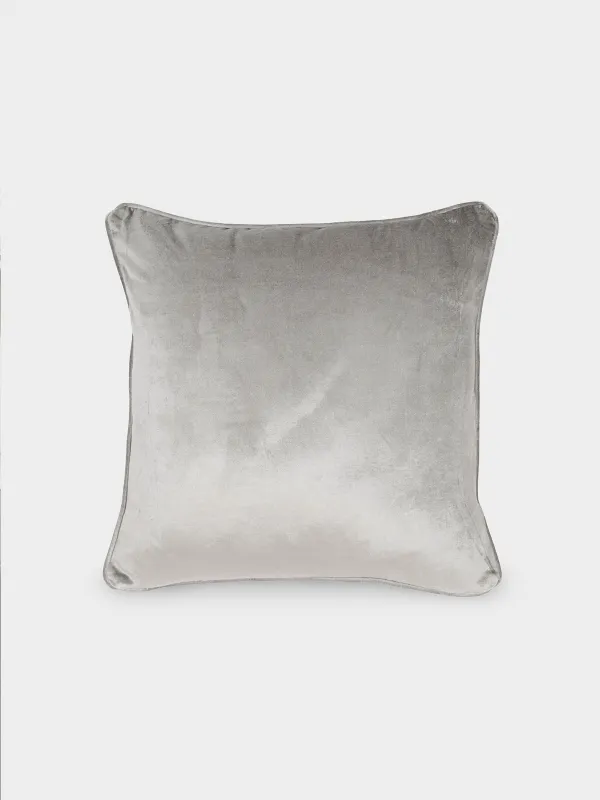 Подушка декоративная, 50х50 см, вельвет, бежево-серая, Жуки, Bugs, image-3