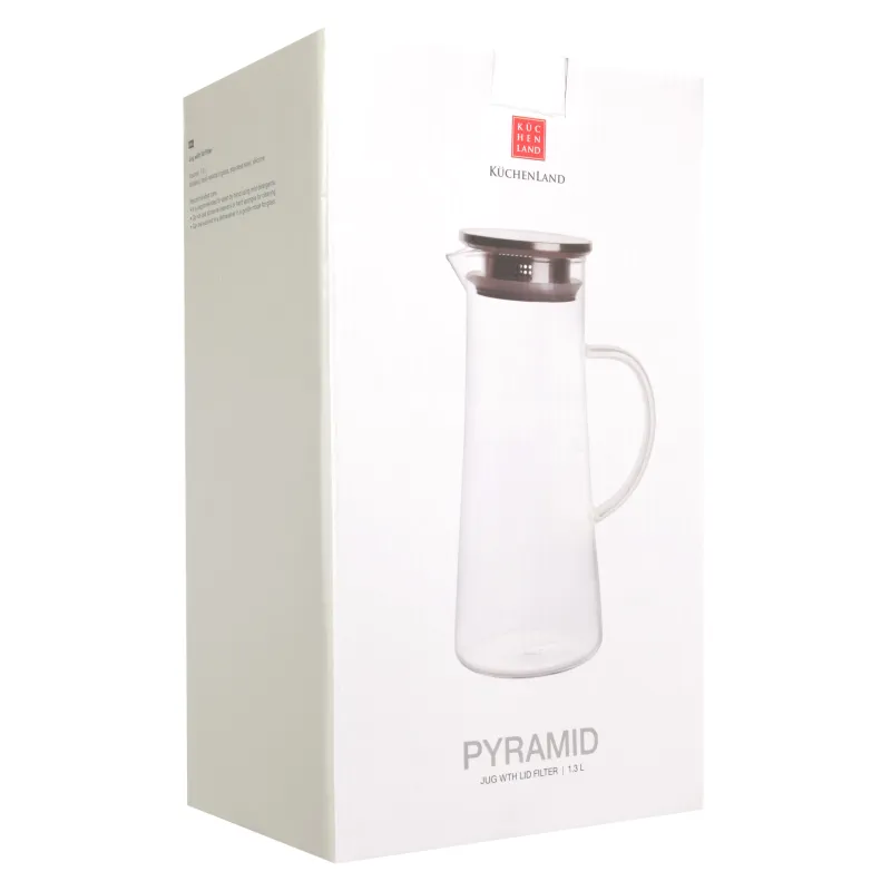 Кувшин, 1,3 л, с крышкой-фильтром, стекло Б/сталь, Pyramid, image-4