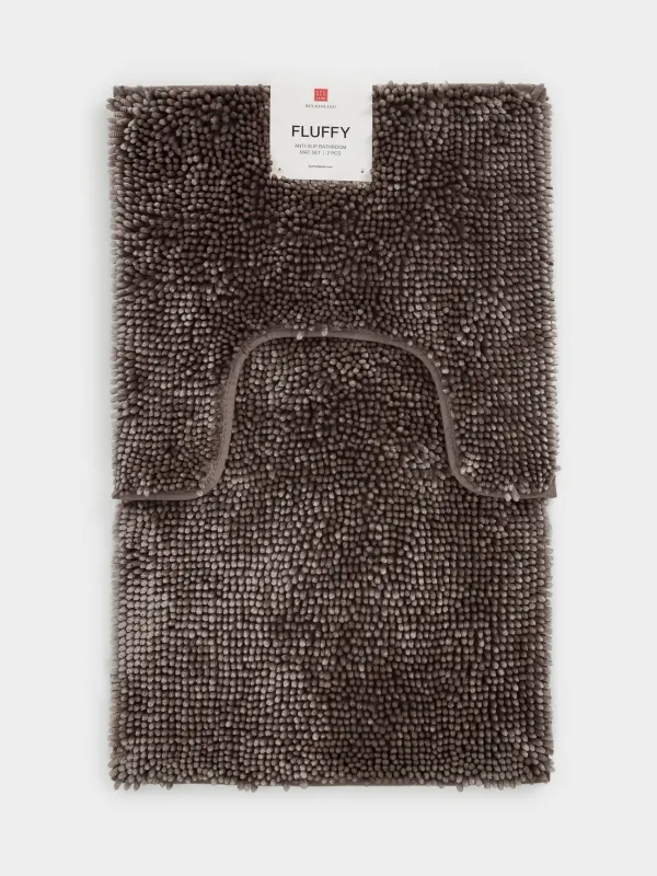 Коврик для ванной комнаты, 50x80/50x50 см, 2 шт, противоскользящий, полиэстер, коричневый, Fluffy, image-8