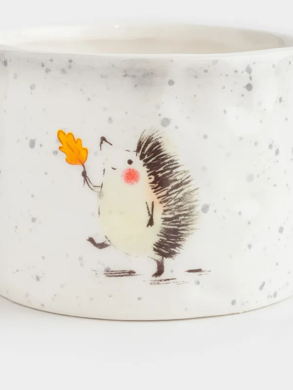 Кружка, детская, 350 мл, молочно-серая, в крапинку, Ежик, Hedgehog walk, image-4