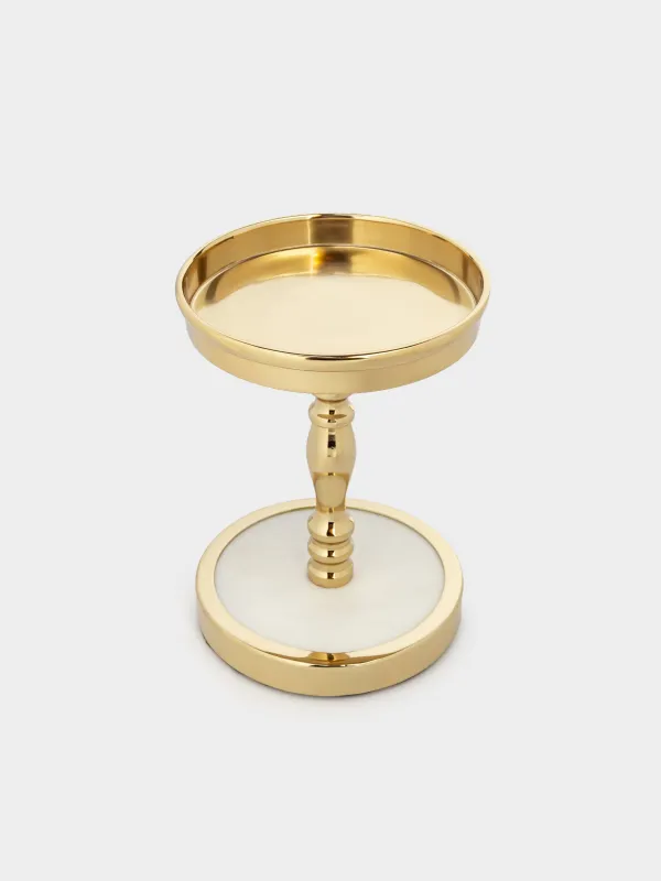 Подсвечник, 30 см, для одной свечи, на ножке, металл/стекло, золотистый, Кракелюр, Fantastic ice, image-3