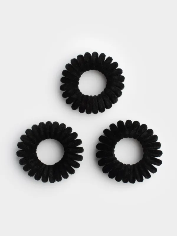 Резинка для волос, 4 см, 3 шт, полиэстер/ТПУ, черная, Спираль, Helix, image-0