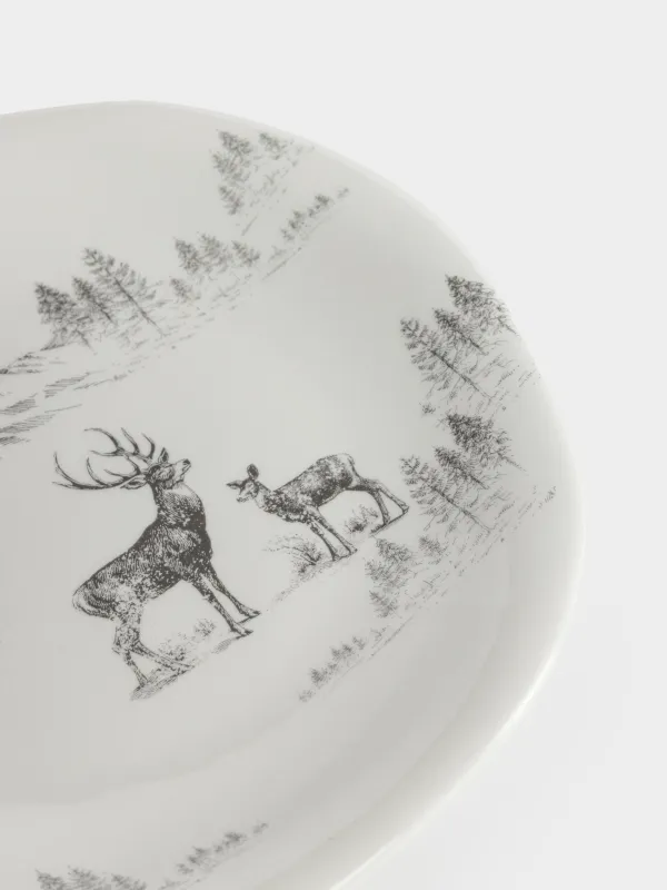 Тарелка закусочная, 21 см, Олени в лесу, Winter deer, image-4
