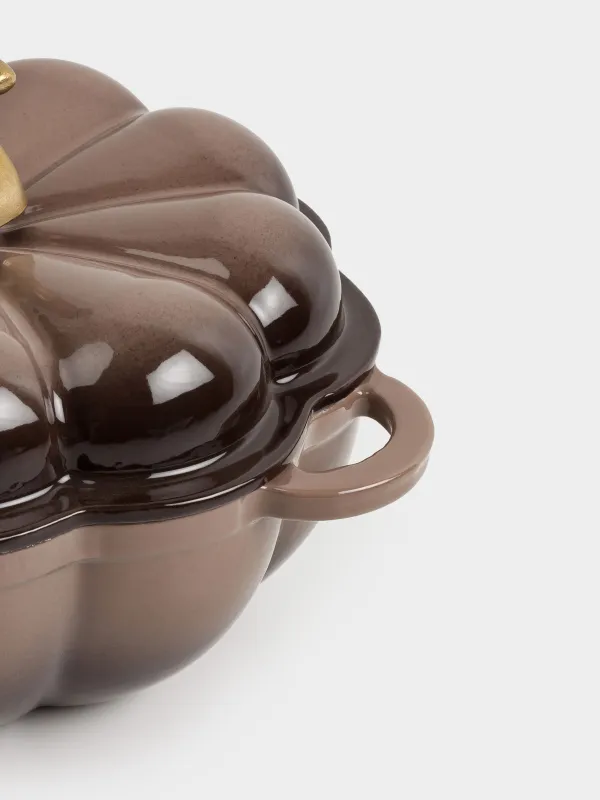 Кастрюля, 20 см, 1,7 л, с крышкой, чугун, коричневая, Тыква, Gourd, image-2