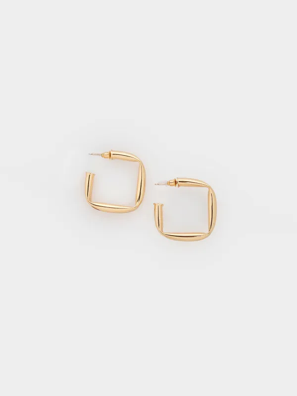 Серьги-пусеты, 3 см, 2 шт, металл, золотистые, Геометрия, Jewelry, image-0