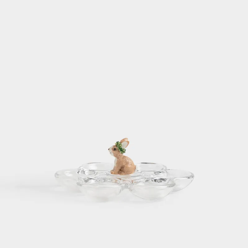 Блюдо пасхальное, 18 см, 6 отд, стекло/полирезин, Кролик, Clear figure