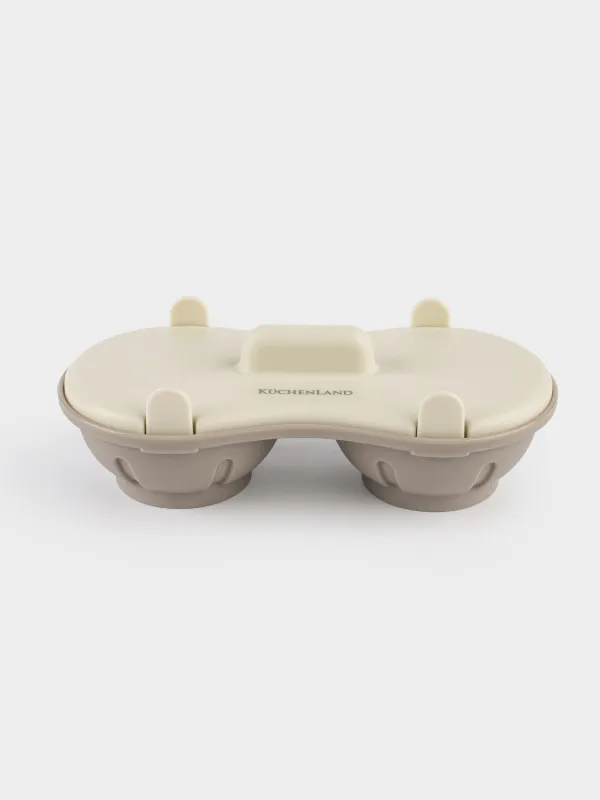 Форма для яйца-пашот в микроволновой печи, 21x11 см, 2 отд, пластик, бежевая, Soft kitchen, image-0