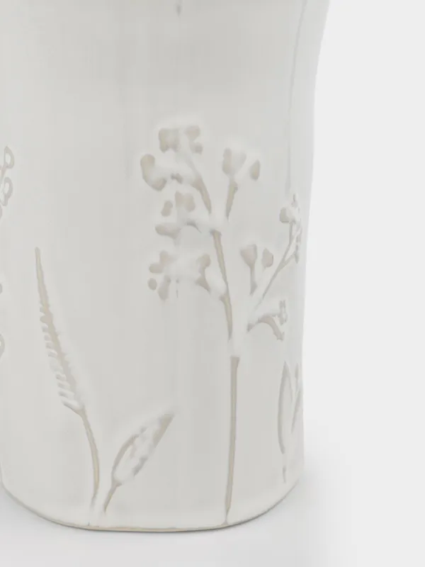 Диспенсер для жидкого мыла, 420 мл, керамика/пластик, бежевый, Травы, Hebe, image-3