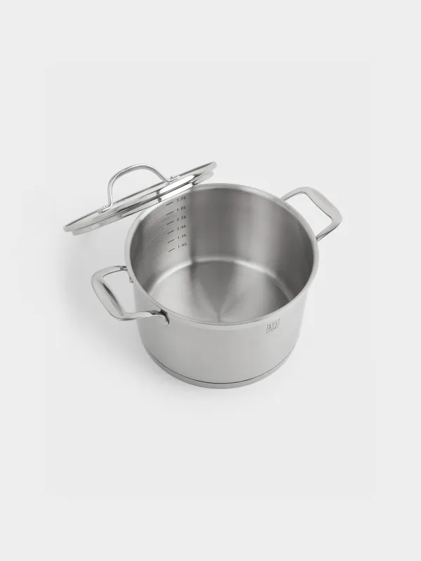 Кастрюля, 20 см, 3,8 л, с крышкой, сталь/стекло Б, Silver Stone, image-3