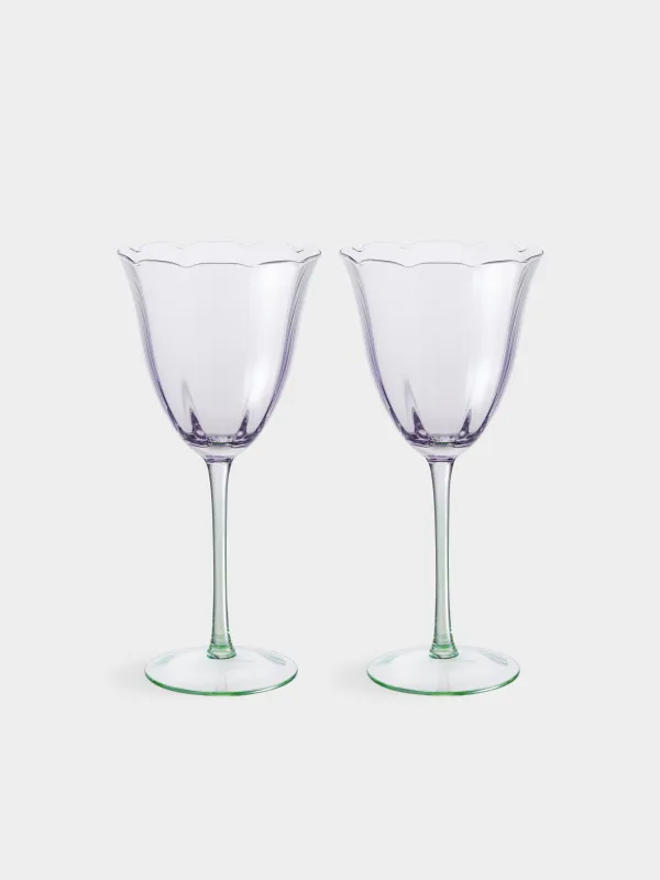 Бокал для вина, 340 мл, 2 шт, стекло, лилово-зеленый, Flevertino, image-0