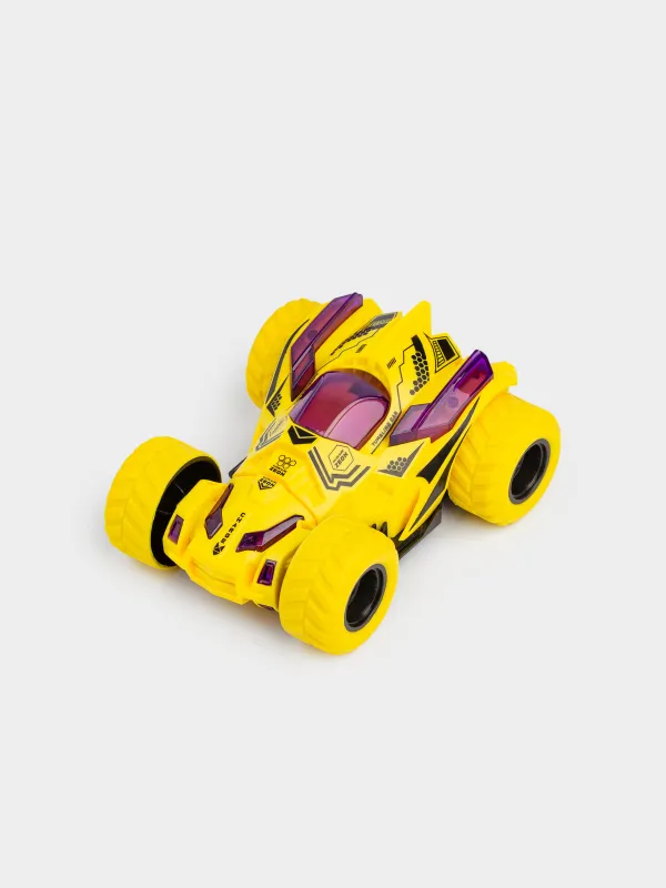 Игрушка, 12х5 см, пластик, желтая, Машина-перевертыш, Kids cars, image-1