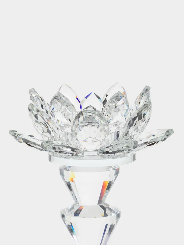 Подсвечник, 14 см, для чайной свечи, на ножке, кристальное стекло, Лотос, Crystal flower, image-2
