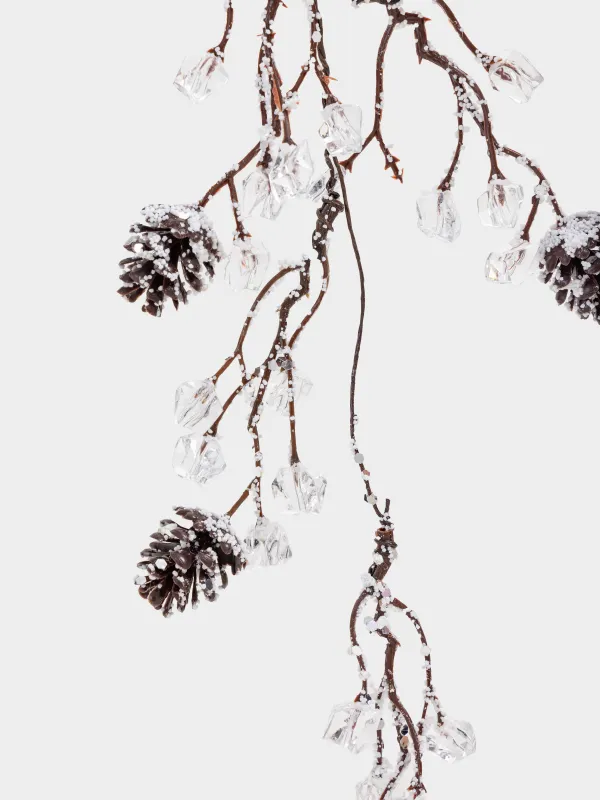 Украшение декоративное, 35 см, подвесное, акрил/пластик, Шишки с кристаллами, Crystal sparkle, image-1