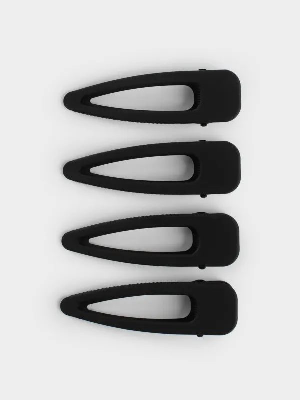 Заколка для волос, 8 см, 4 шт, металл, черная, Basic, image-1