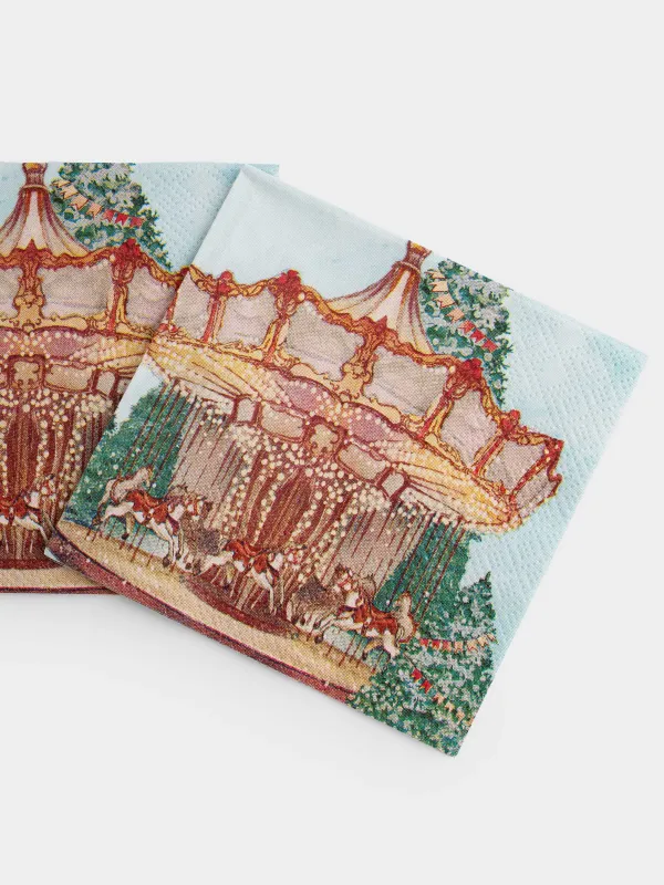 Салфетки бумажные, 21х21 см, 20 шт, квадратные, голубые, Карусель, Carousel, image-3