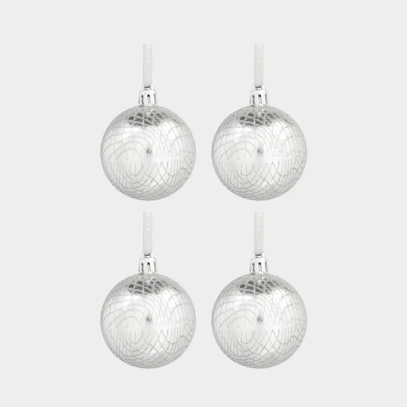 Игрушка елочная, 6 см, 4 шт, пластик, серебристая, Шар, Ball sparkle