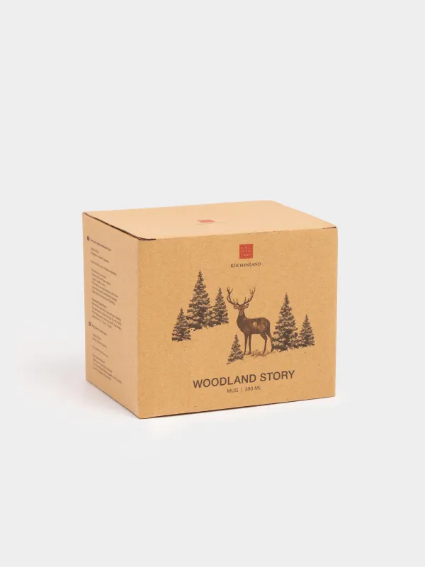 Кружка, 400 мл, керамика, белая, Олень в снежном лесу, Woodland story, image-4
