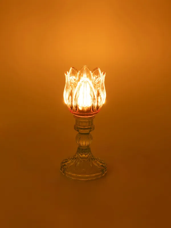 Подсвечник, 17 см, для чайной свечи, на ножке, стекло Р, зеленая ножка, Тюльпан, Fleur color, image-5