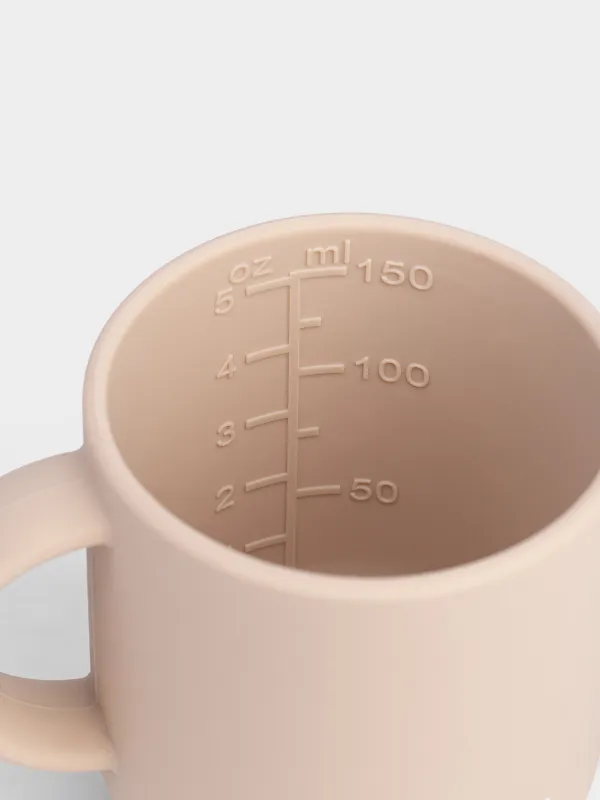 Поильник, детский, 150 мл, с ручками, с трубочкой, силикон, бежевый, Kiddy, image-2