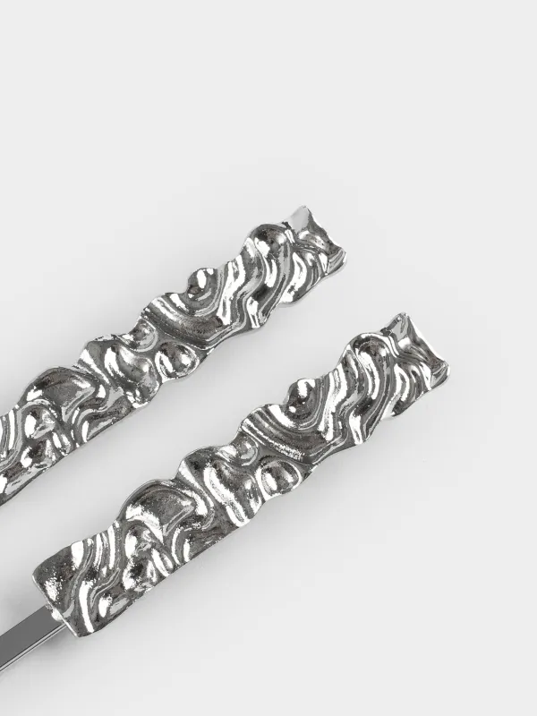 Заколка для волос, 6 см, 2 шт, металл, серебристая, Gediegen, image-2