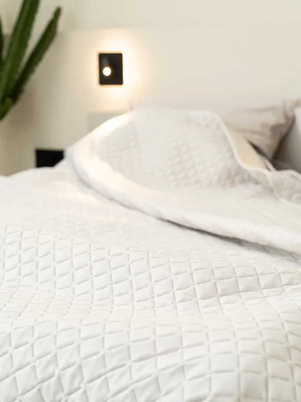 Покрывало, 220х240 см, стеганое, вельвет/микрофибра, бежево-серое, Stitch velvet, image-4