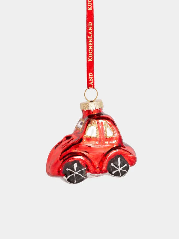 Игрушка елочная, 7х5 см, стекло, красная, Машина, Figure christmas, image-0