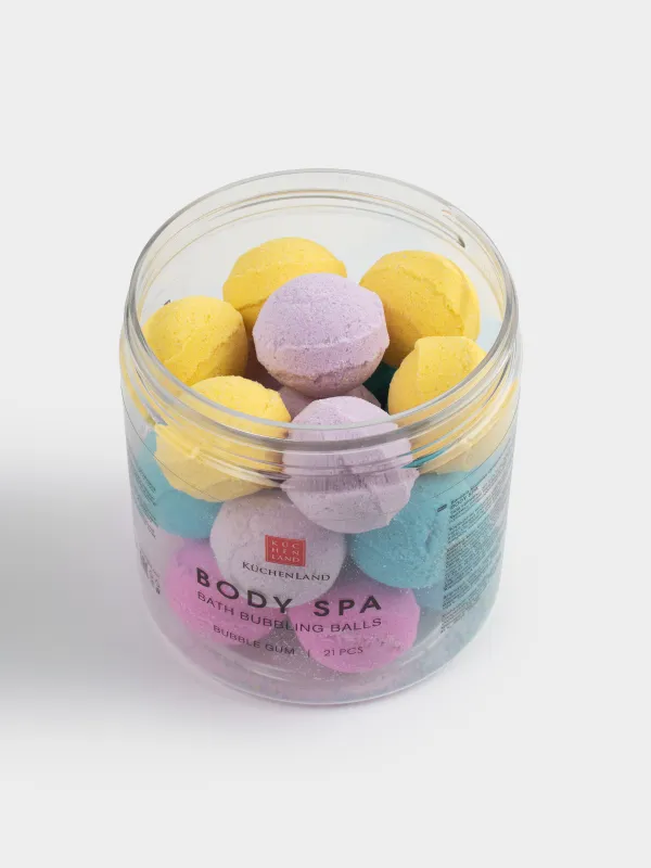 Бомбочка для ванны, 340 гр, 21 шт, в банке для хранения, разноцветная, Бабл-гам, Шар, Body spa, image-1