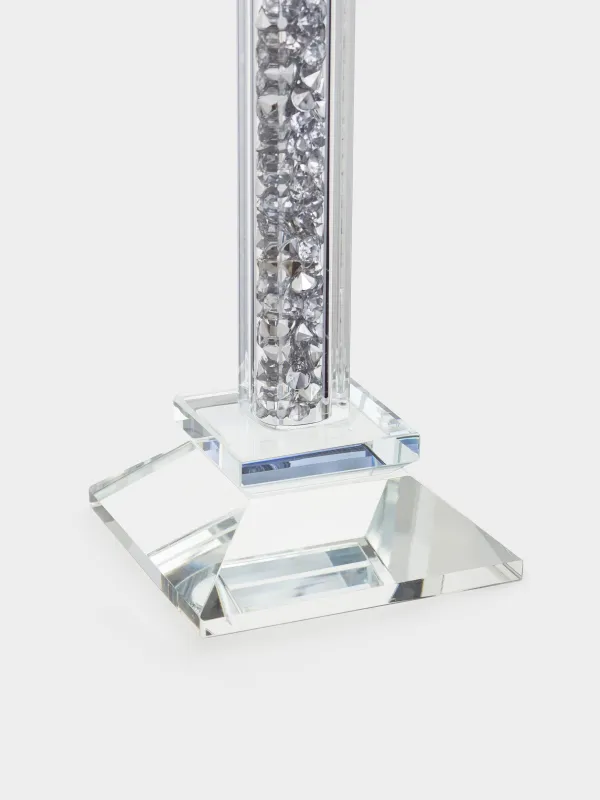 Подсвечник, 20 см, для чайной/тонкой свечи, на ножке, кристальное стекло/стразы, Lux crystal, image-2